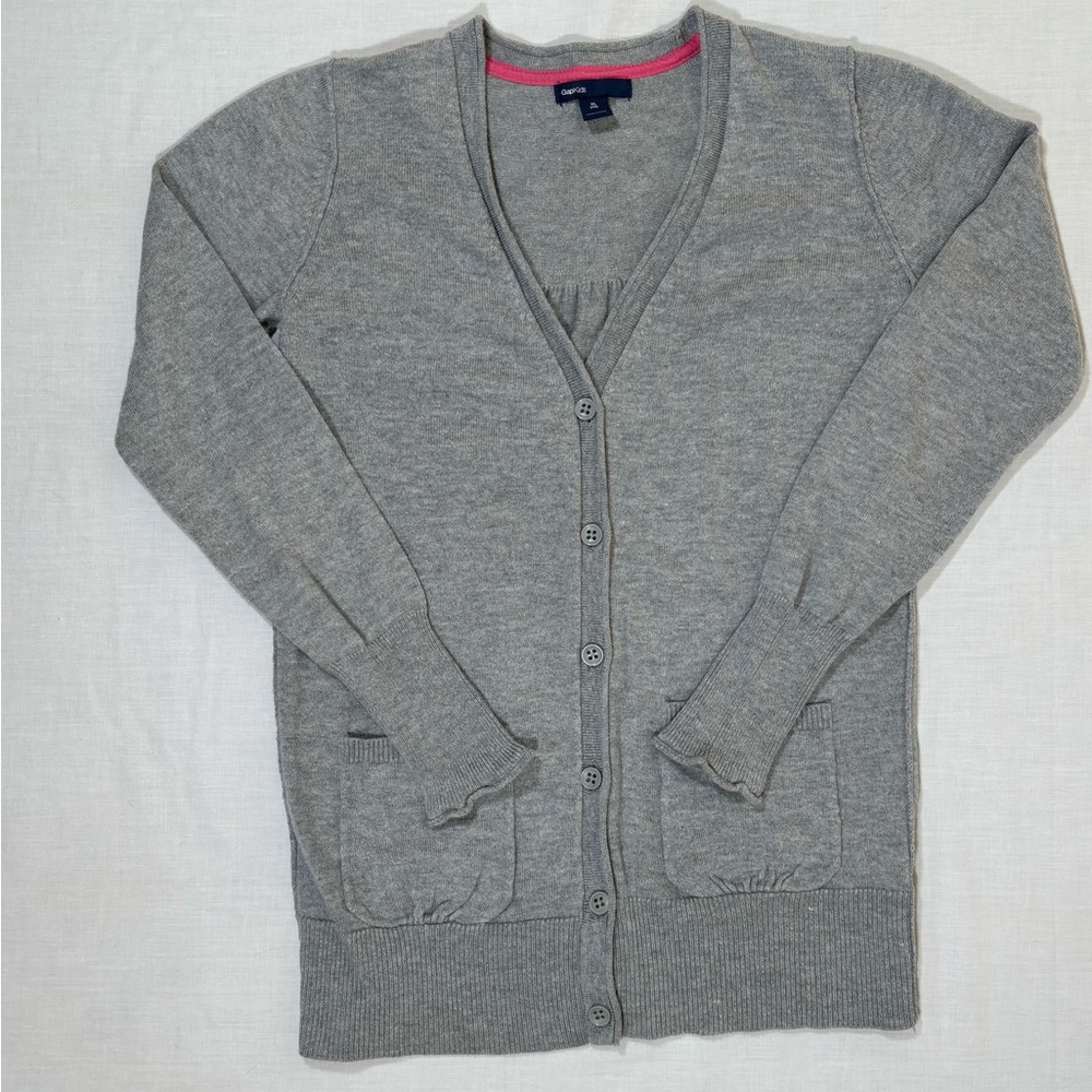 GAPKids Gray Button-Up Girls Cardigan